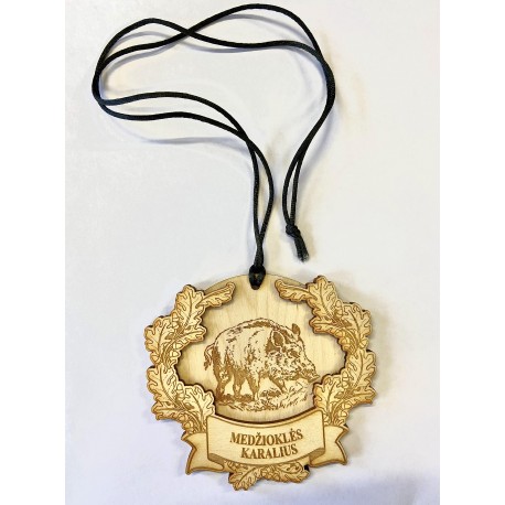Medinis medalis medžiotojui "Medžioklės karalius" su šernu dvigubas