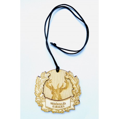 Medinis medalis medžiotojui "Medžioklės karalius" su elniu dvigubas