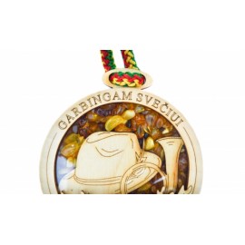Medinis medalis medžiotojui su gintarais „Garbingam Svečiui"