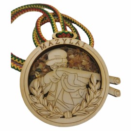 Medinis medalis medžiotojui su gintarais „Mazylai"
